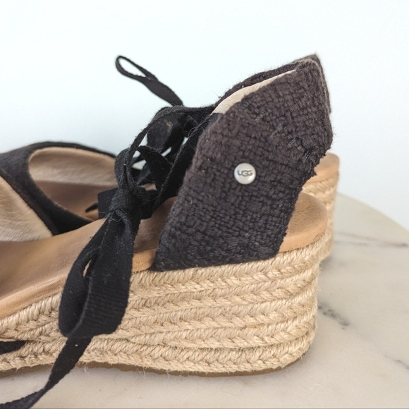 UGG Women's Classic Black Delmar Espadrille Wedges - Picture 7 of 13